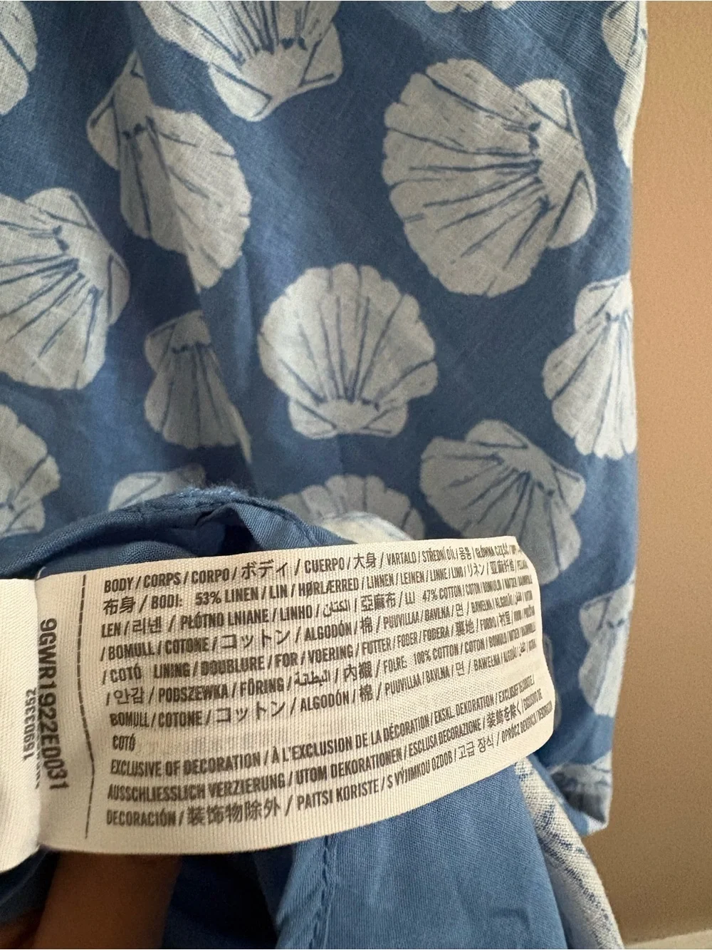 Abercrombie & Fitch Blue and White Shell-Print Cutout Maxi Dress